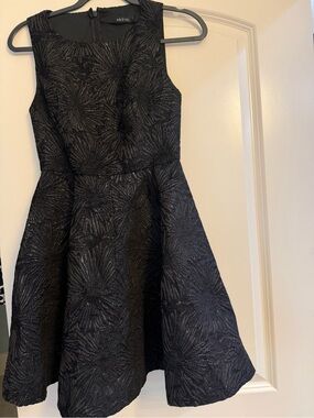 Ark & Co Black Textured Fit-and-Flare Mini Dress